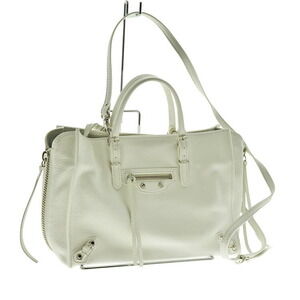 Balenciaga Paper Zip Around Bag Handbag Shoulder White Crossbody
